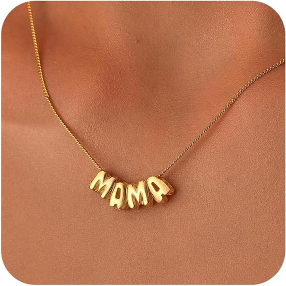 Mama Letter Necklace | 18K Gold Plated Pendant for Women.